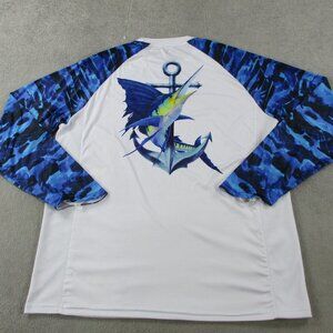 Palmyth Shirt Mens Extra Large Blue White Performance Fishing Long Sleeve UPF